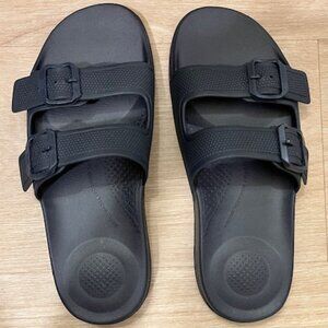FitFlop iQUSHION Two-Bar Buckle Slides Navy Size 8 NWOT